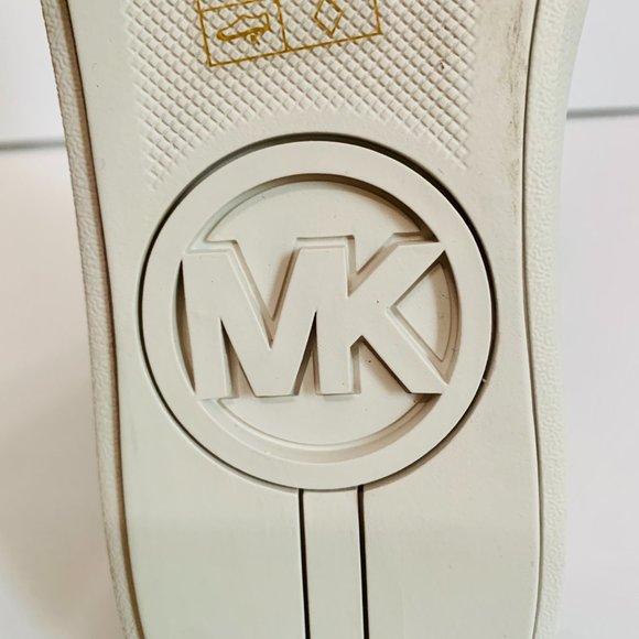 MICHAEL KORS POPPY LACE UP MK SIGNATURE PARIS GIRL PRINT SNEAKERS SHOES - Picture 11 of 13